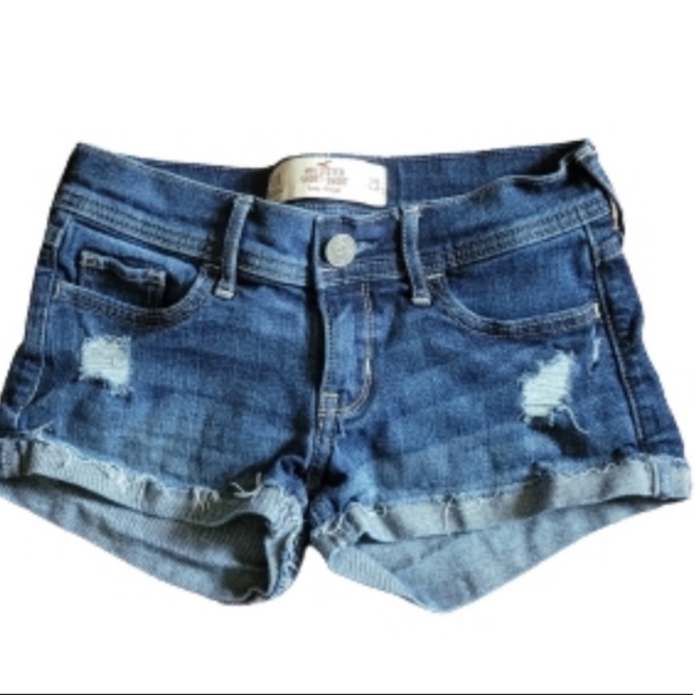 Womens Hollister Medium Wash Distressed Jean Short